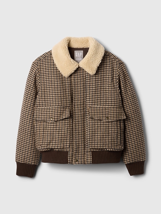 Wool-Blend Houndstooth Bomber Jacket | Gap