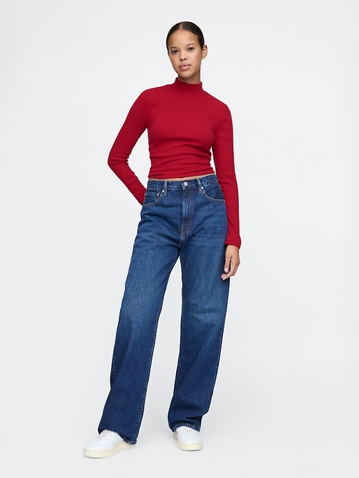 Image number 3 showing, Modern Rib Mockneck Crop Shirt