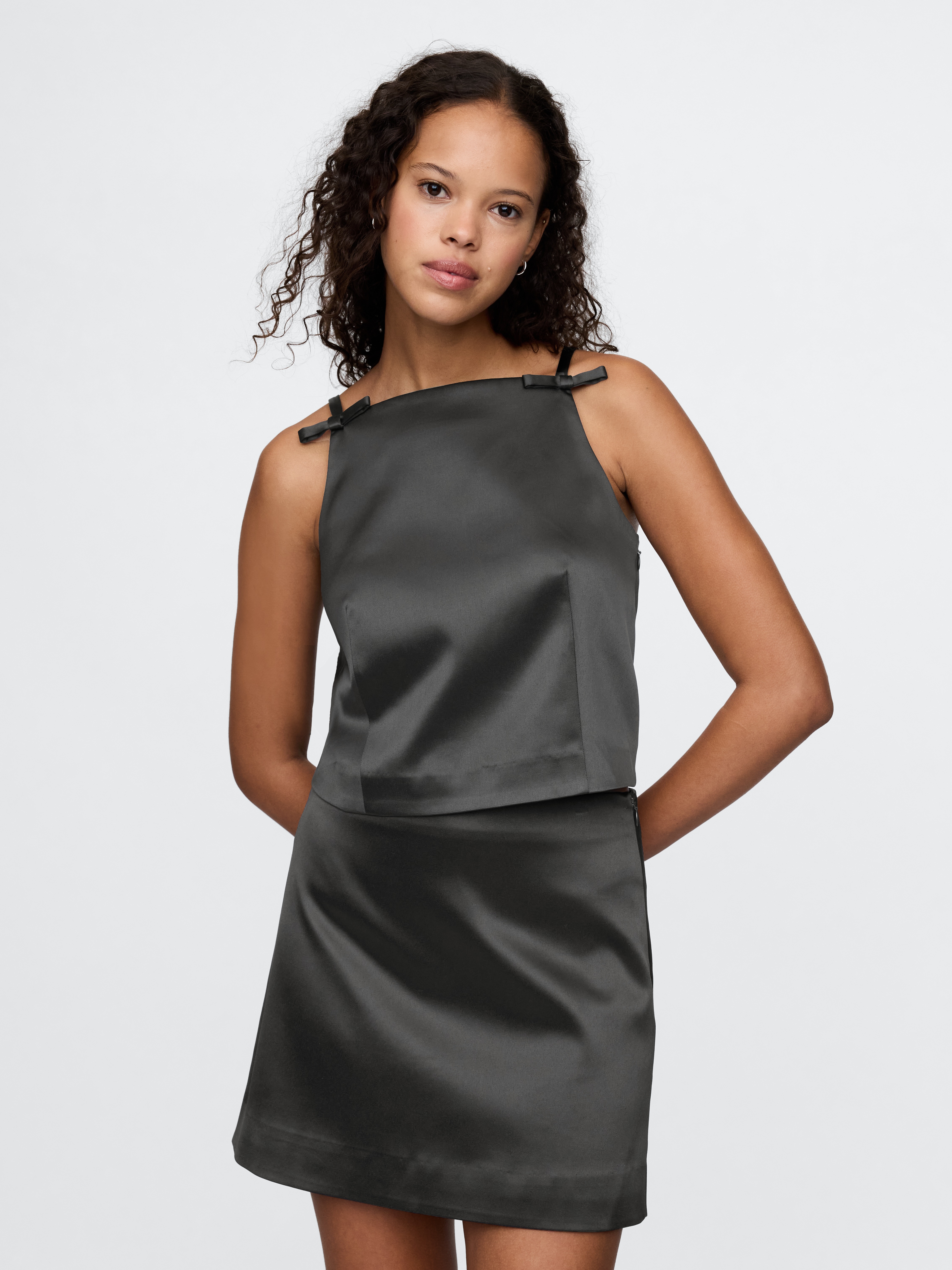 トップス sheller shoulder ribbon satin tops SLY | OFFSHOULDER RIB HG トップス (ニット ) |SHEL'TTER WEBSTORE