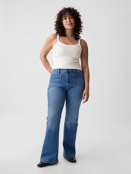 L'image numéro 5 présente Jean évasé années 70 à taille haute