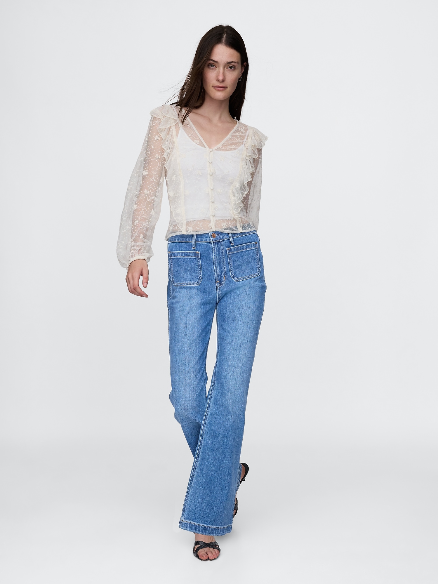 Recycled Lace Ruffle Top