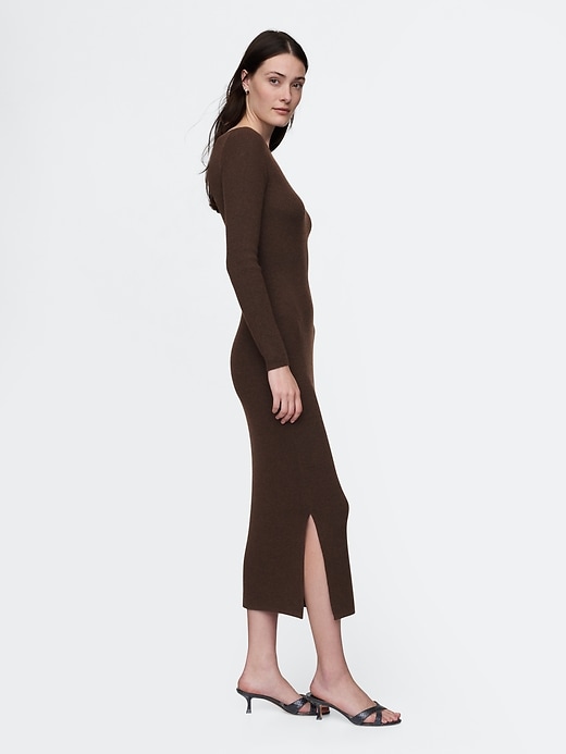 Image number 3 showing, Boatneck Rib Sweater Midi Dress