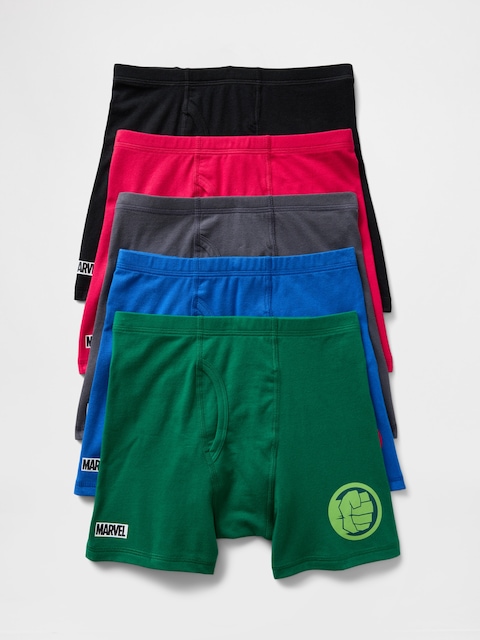 Kids Organic Stretch Cotton Marvel Boxer Briefs (5-Pack)