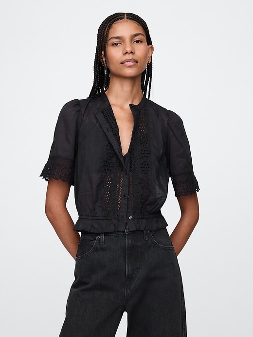 Lace-Trim Shirt | Gap