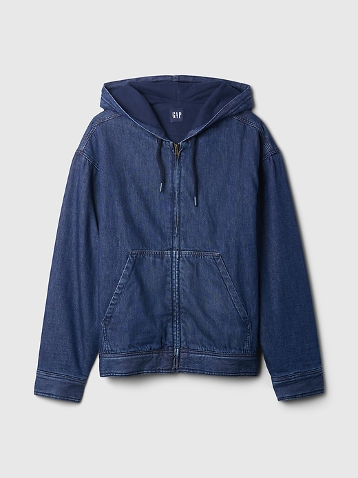 Oversized Lined Denim Hoodie Gap