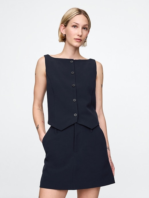 Image number 1 showing, BiStretch Boatneck Crop Vest