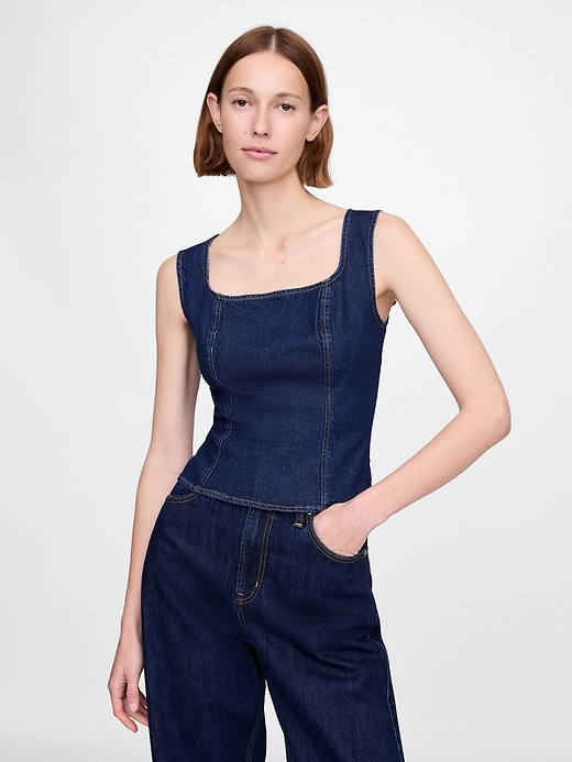 Square-Neck Denim Top | Gap