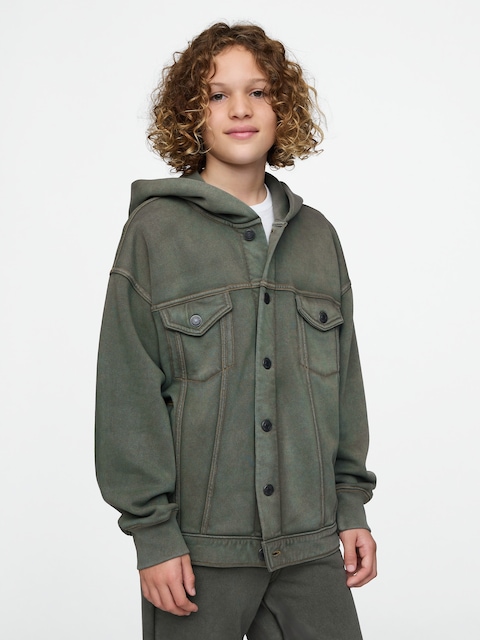 Kids Hooded Icon Sweatshirt Denim Jacket
