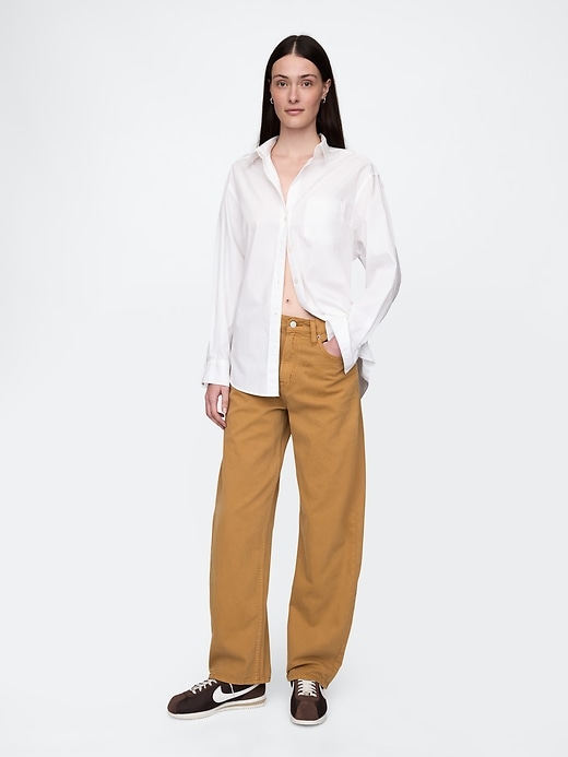 L'image numéro 1 présente Jean coupe baril à taille haute