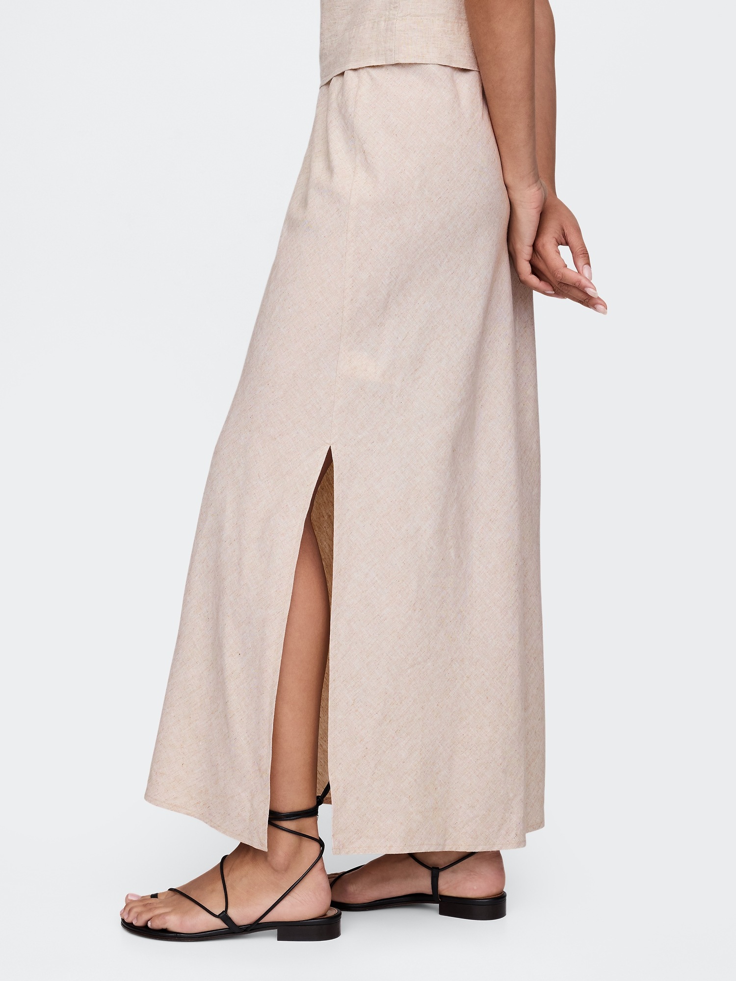 Linen-Blend Midi Skirt | Gap