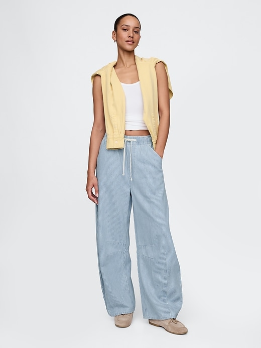 Image number 1 showing, Mid Rise UltraSoft Denim Stripe Easy Horseshoe Jeans