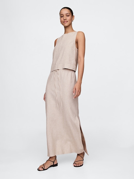 Image number 3 showing, Linen-Blend Crop Shell Tank Top