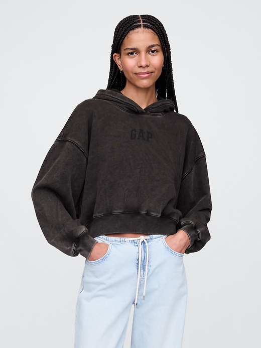 Image number 1 showing, VintageSoft Crop Logo Hoodie