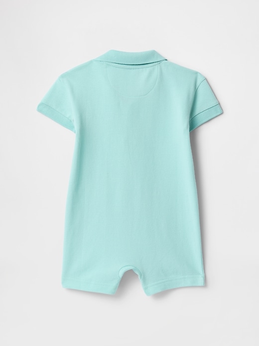 L'image numéro 2 présente Une-pièce court en piqué à col polo pour Bébé