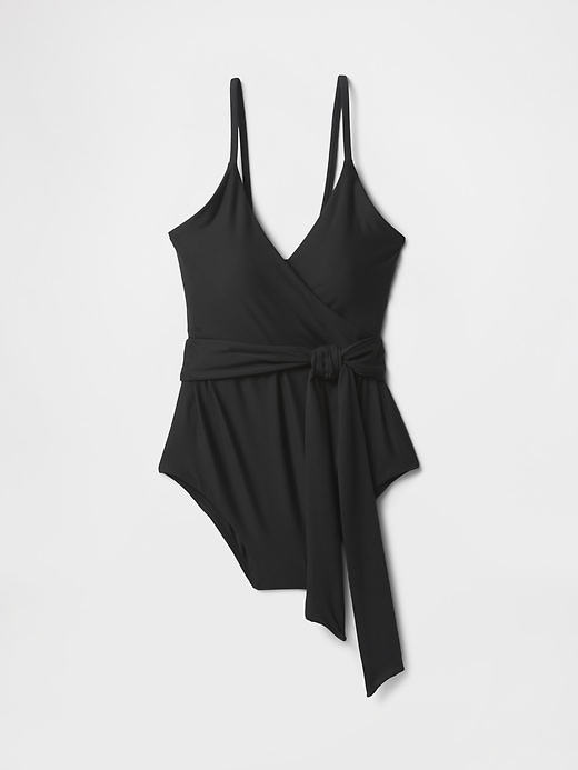 Image number 3 showing, Tie-Knot Cutout Wrap One-Piece Swimsuit
