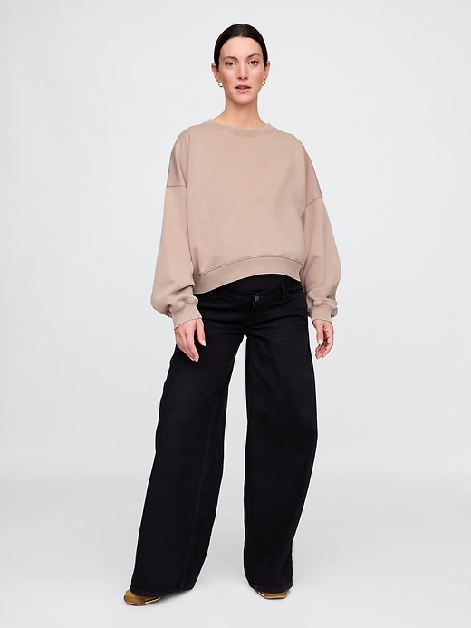 Image number 1 showing, Maternity True Waistband Full Panel UltraSoft Baggy Jeans