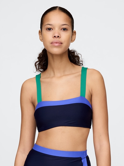 L'image numéro 1 présente Haut de bikini bandeau aux couleurs contrastées