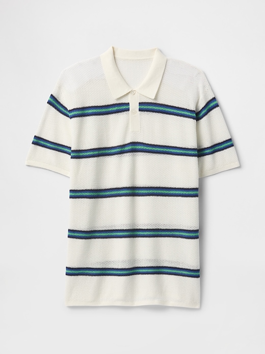 Image number 5 showing, Textured Crochet Polo Sweater