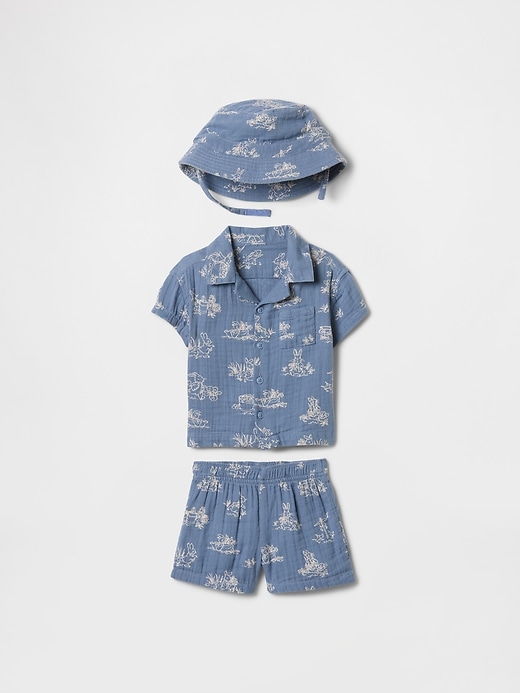 Image number 1 showing, Baby Peter Rabbit™ Crinkle Gauze Cabana Set