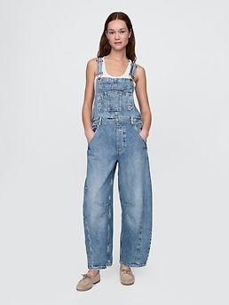 UltraSoft Denim Horseshoe Overalls | Gap
