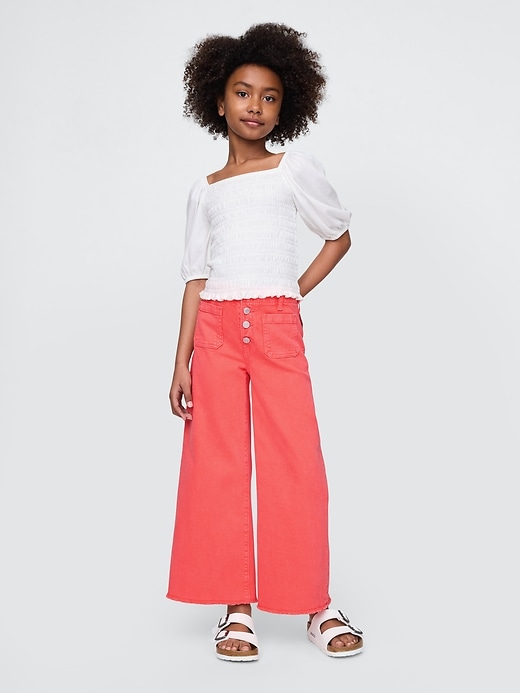 L'image numéro 1 présente Jean sportif à jambe large à taille haute longueur cheville pour Enfant