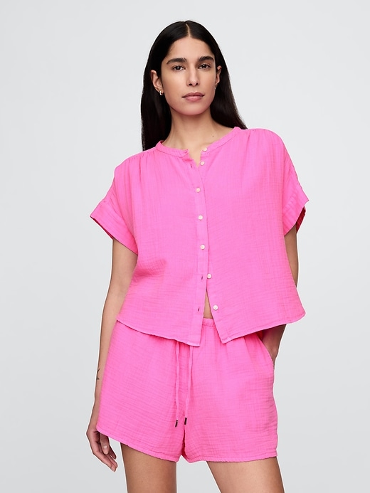 Image number 1 showing, Cotton Gauze Dolman Shirt