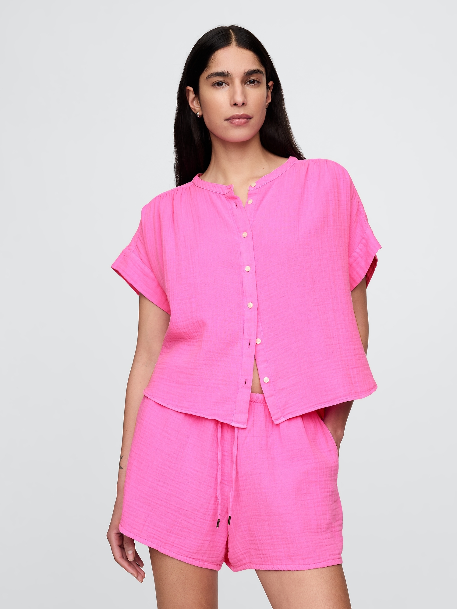 Cotton Gauze Dolman Shirt