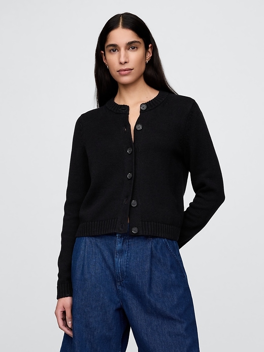 100% Cotton Crewneck Cardigan | Gap