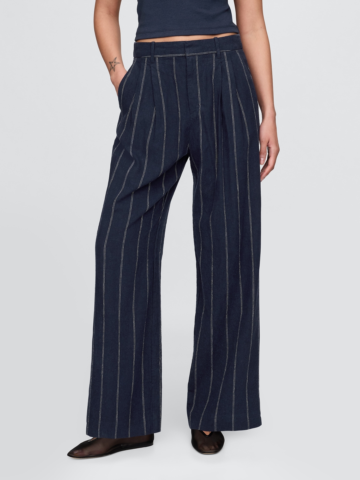 365 High Rise Linen-Blend Trousers
