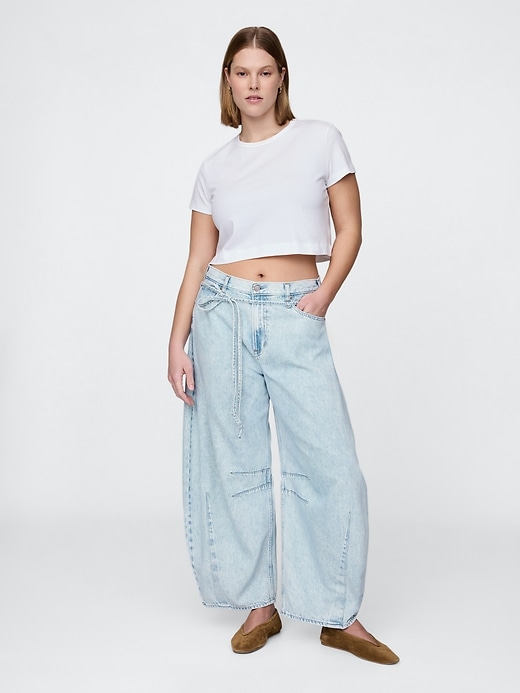 L'image numéro 5 présente Jean ballon surdimensionné à taille haute Douceur suprême