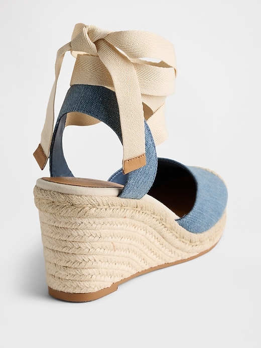 Image number 4 showing, Denim Espadrille Wedge Sandals