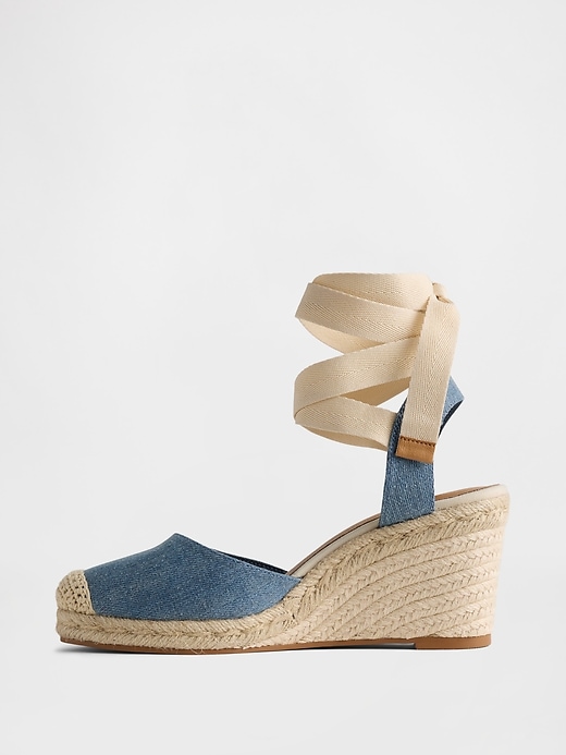 Image number 5 showing, Denim Espadrille Wedge Sandals