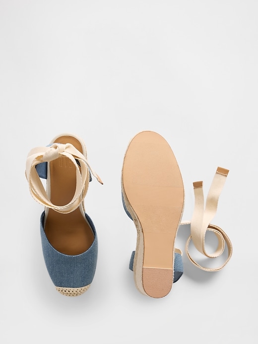 Image number 3 showing, Denim Espadrille Wedge Sandals