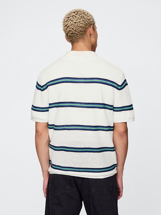 Image number 3 showing, Textured Crochet Polo Sweater