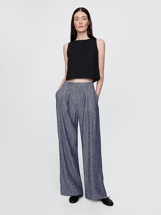 Image number 1 showing, 365 High Rise Linen-Blend Trousers
