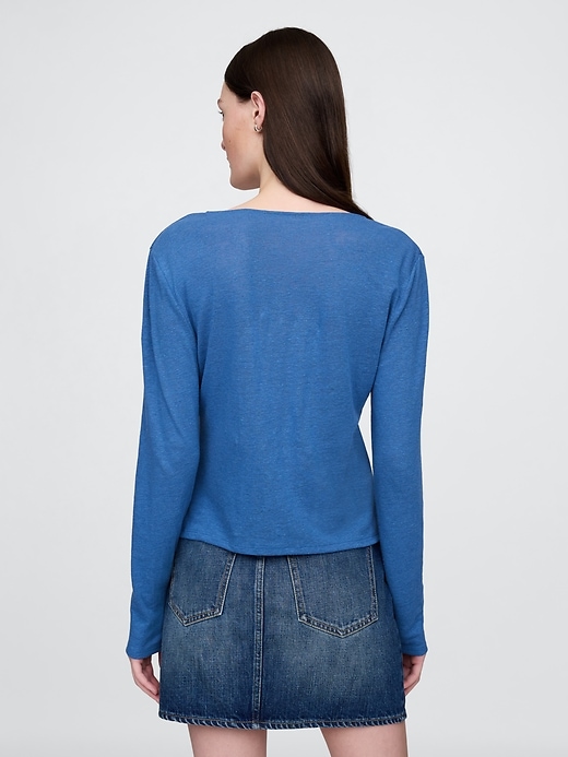 Image number 2 showing, Linen-Blend Tie-Front Cardigan