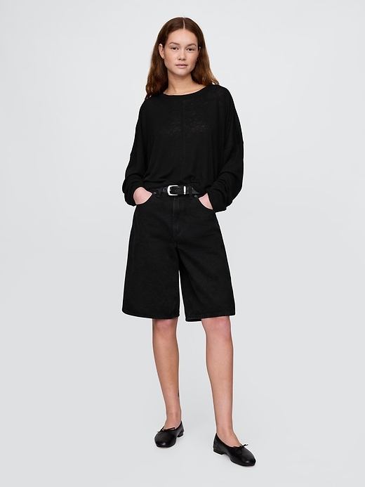 Image number 3 showing, Oversized Linen-Blend Swing Top