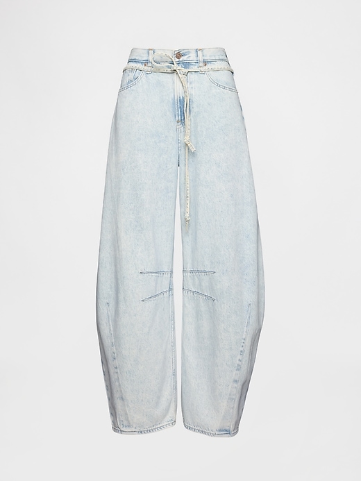 L'image numéro 7 présente Jean ballon surdimensionné à taille haute Douceur suprême