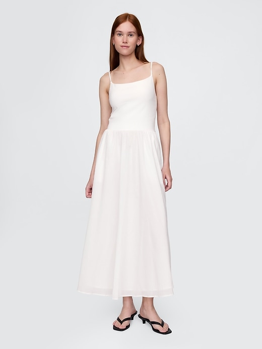 Image number 1 showing, Compact Jersey Mixed Media Maxi Dress