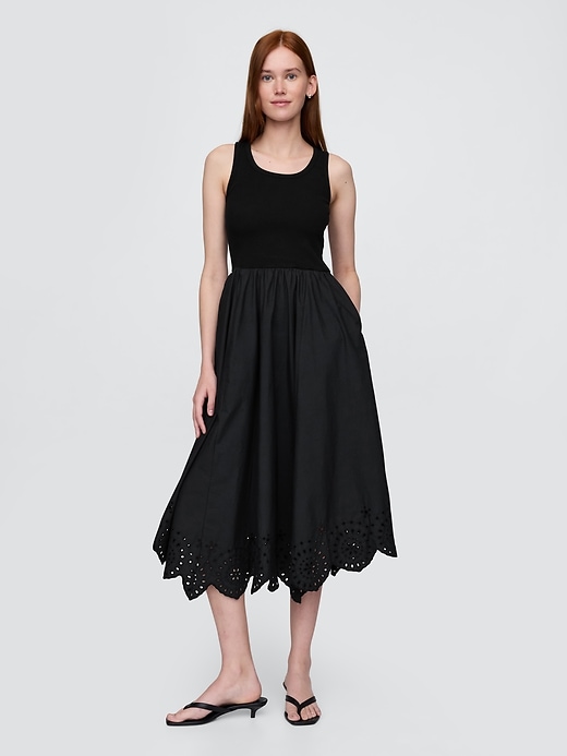 Image number 1 showing, Mixed Media Handkerchief Hem Midi Dress