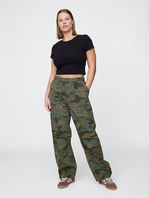 Image number 5 showing, Mid Rise Twill Barrel Pants