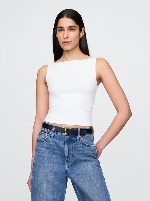 Image number 1 showing, CloseKnit Jersey Boatneck Crop Tank Top