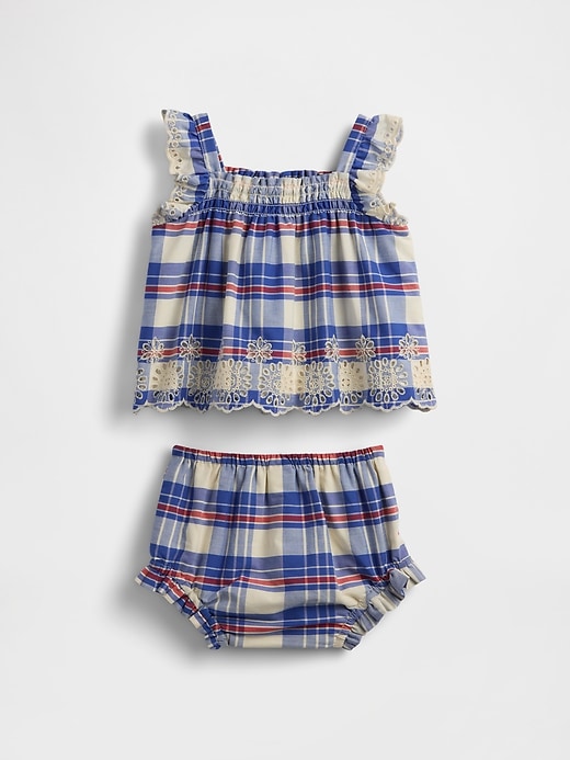 Image number 2 showing, Baby Poplin Eyelet-Hem Outfit Set