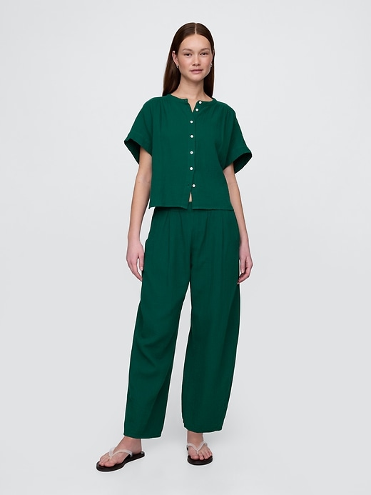 Image number 1 showing, Cotton Gauze Easy Barrel Pants