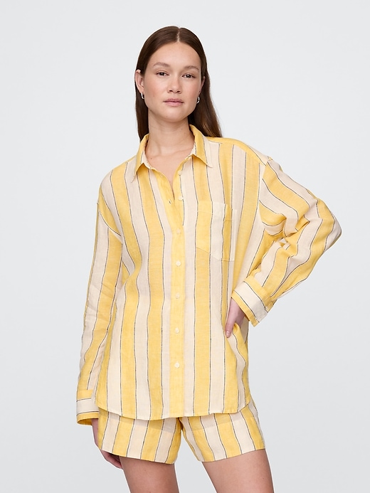 Image number 1 showing, 100% Linen Oversized Shirt