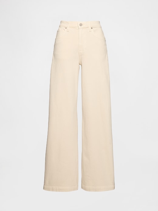 L'image numéro 7 présente Jean sportif à jambe large à taille haute