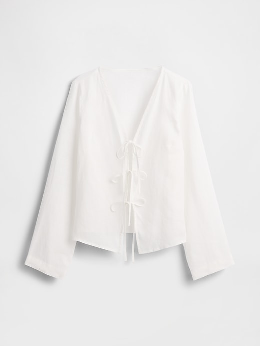 Image number 5 showing, 100% Linen Tie-Front Shirt