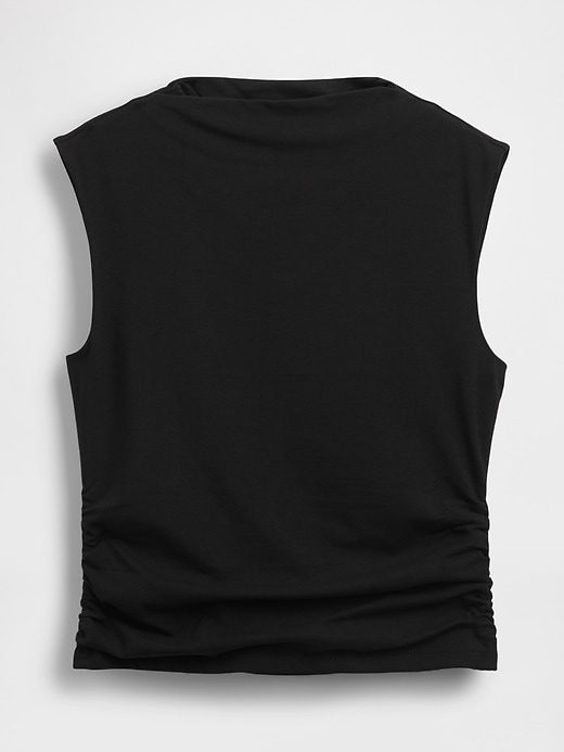 Image number 4 showing, Modern Funnel-Neck Ruched Cropped Tank Top