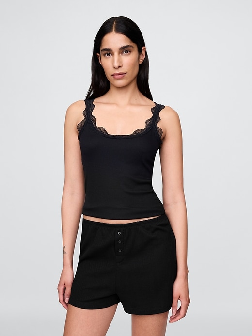 Image number 1 showing, Mini Rib Lace PJ Tank Top