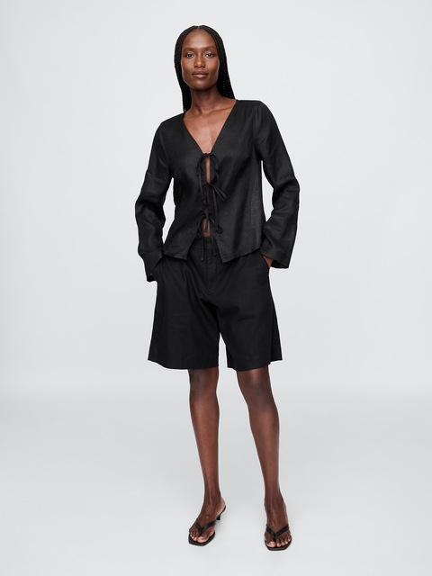 SHORT 365 À TAILLE BASSE EN MÉLANGE DE LIN
